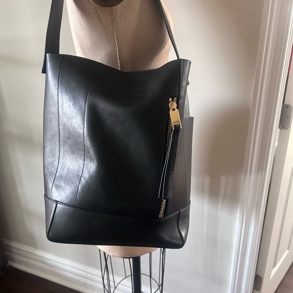 All Saints Black Leather Tote with Gold Accent. Bought at Nordstrom.